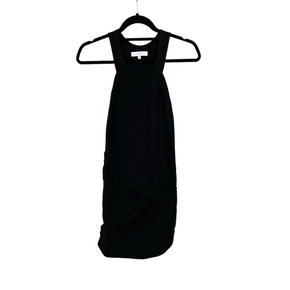 IRO Charlie Ruched Racerback Black Cockatil Sleeveless Dress Size 40 Small $470